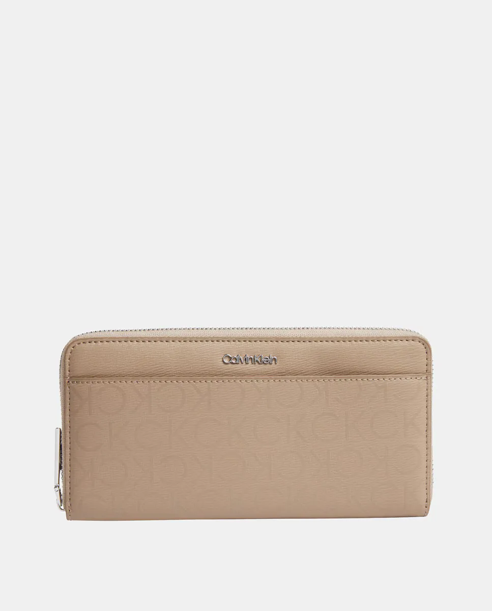 

Кошелек с логотипом и принтом эпи-монограммы Calvin Klein, бежевый