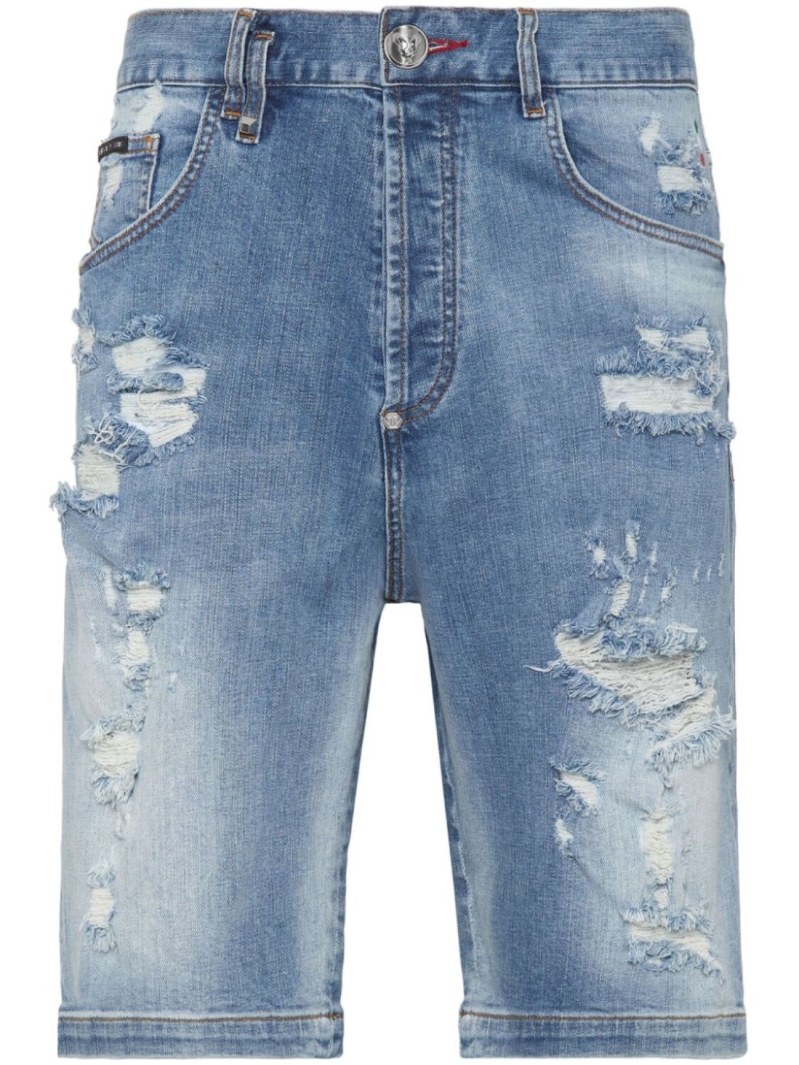 

Джинсовые шорты с эффектом потертости Philipp Plein, синий