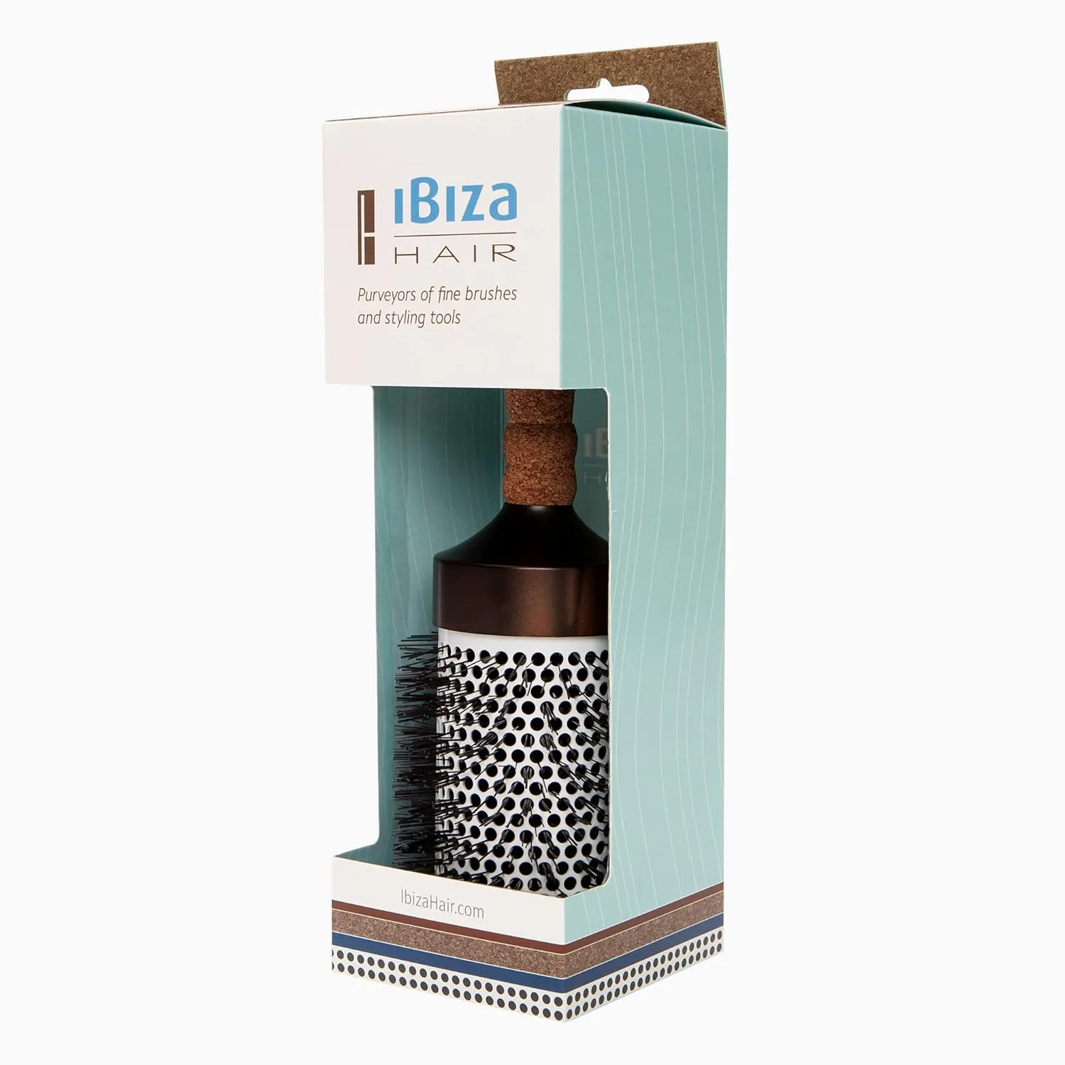 Щетка для волос Ibiza Ceramic Round (серия CC) с щетиной из карбона и нейлона, эргономичная ручка из пробки, термостойкая ионная конструкция для уменьшения пушистости и статики, подходит для всех типов волос CC6, 93 мм Ibiza Hair — фото 4