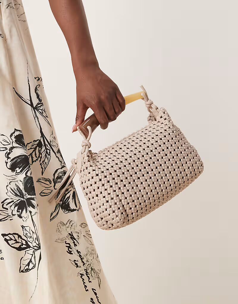 

Сумка-тоут ASOS DESIGN с резиновой ручкой бежевого цвета