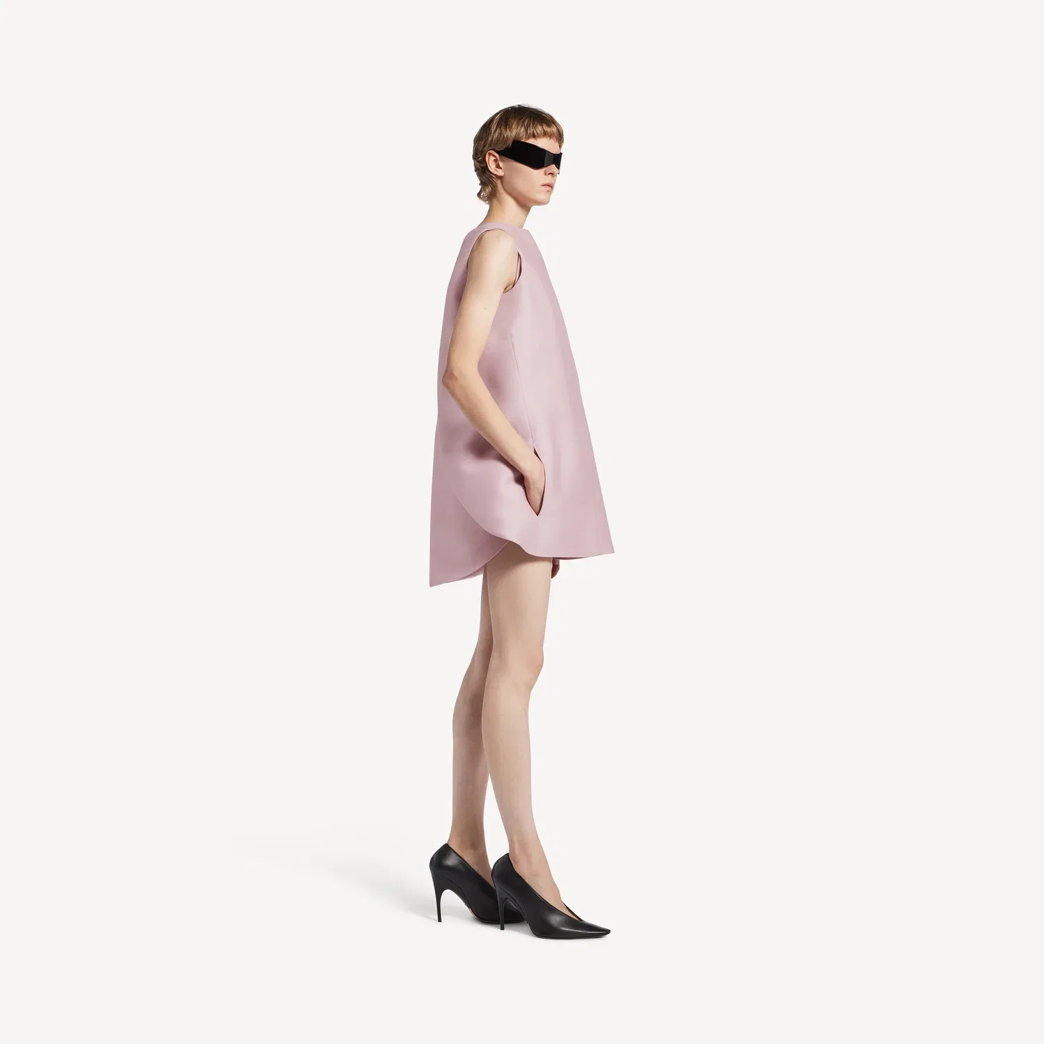 Женское мини-платье-саквояж пыльно-розового цвета BALENCIAGA, розовый — фото 3