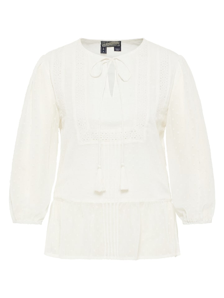 

DreiMaster Женская блузка-рубашка с кружевом, кремового цвета