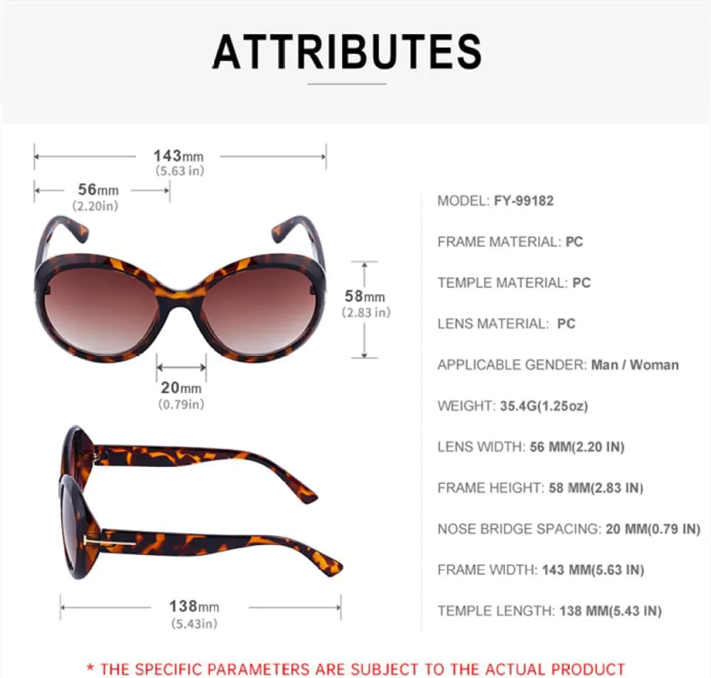 

Крупные круглые солнцезащитные очки для женщин, модные овальные солнцезащитные очки для мужчин, трендовые солнцезащитные очки в крупной оправе MTZJH, C2 Demi Brown