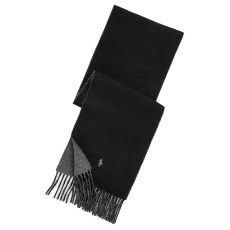 

Polo Ralph Lauren Шерстяной шерстяной смесовый вязаный шарф мужской черный, Black