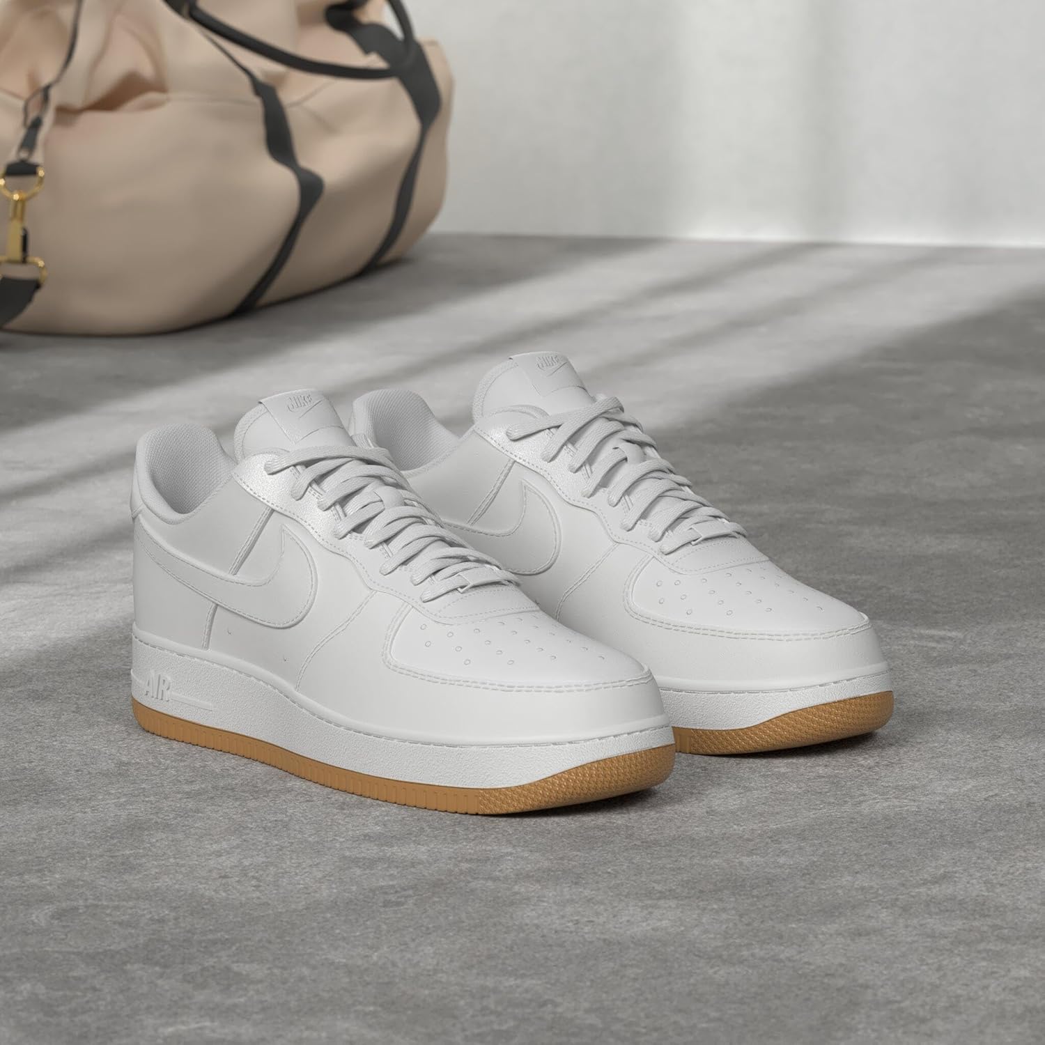 Кроссовки Nike Unisex Air Force 1 07, белый/коричневый/светло-коричневый — фото 2