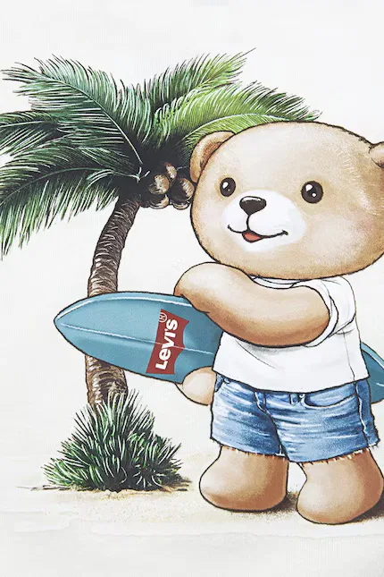 Комплект с принтом PALM TREE TEE & DENIM SET Levi's, бежевый — фото 3