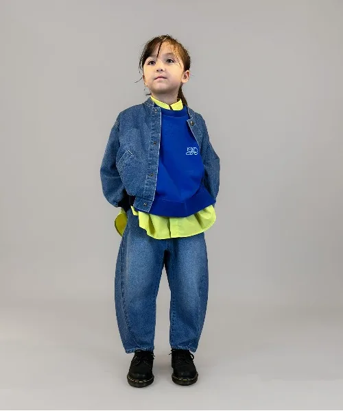 Детские штаны джинсовые бочкообразные 8oz Denim Barrel Leg Long Pants GROOVY COLORS синие
