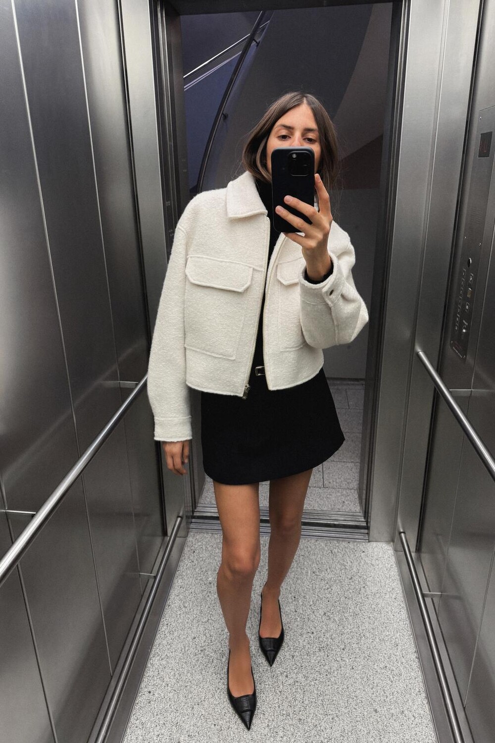 

Короткая куртка из букле ZARA, экрю