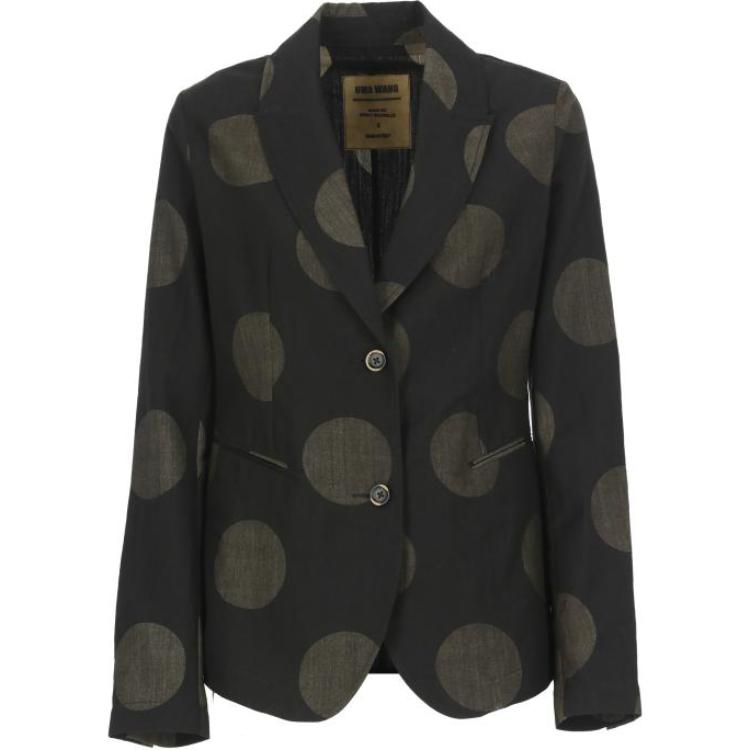 

UMA WANG Точечная принтованная однобортная куртка, Black Mustard