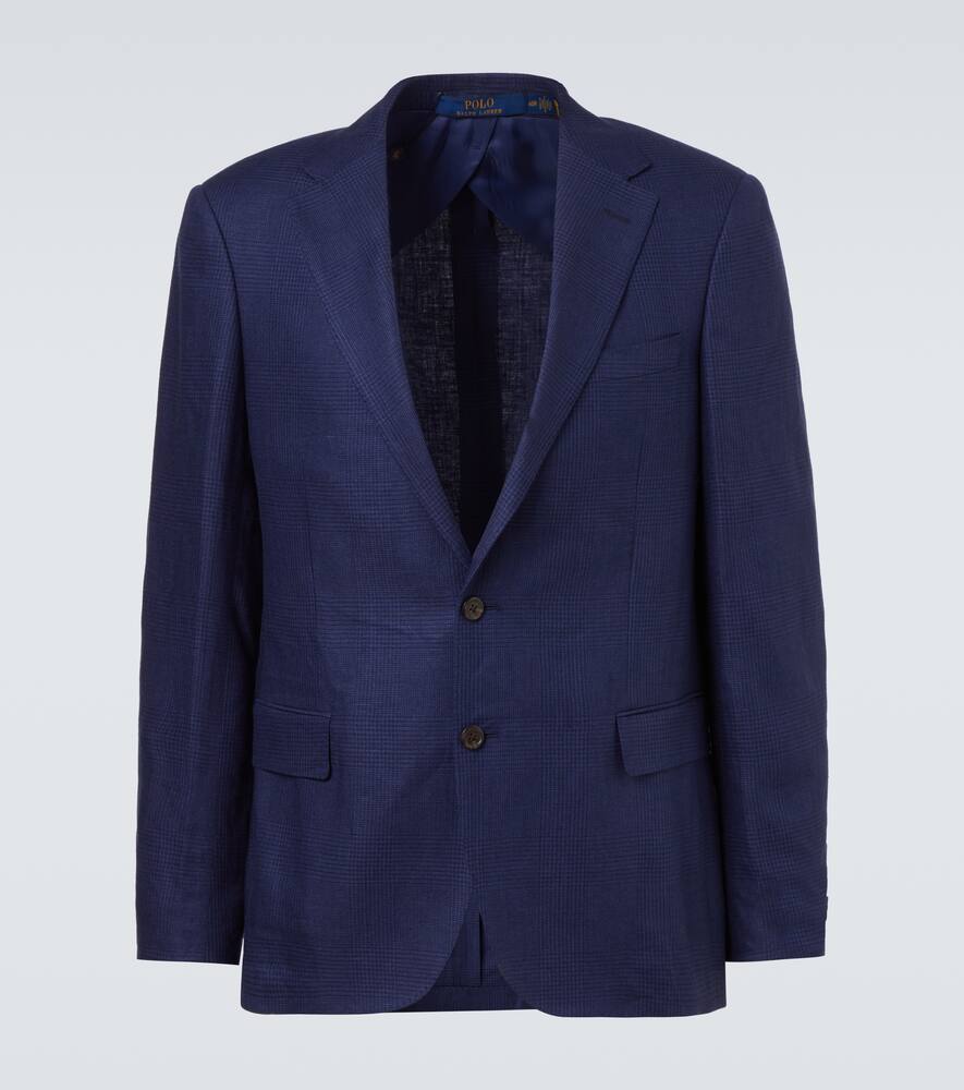 

Приталенный пиджак из смесового льна с клеткой Polo Ralph Lauren, Ink/Navy