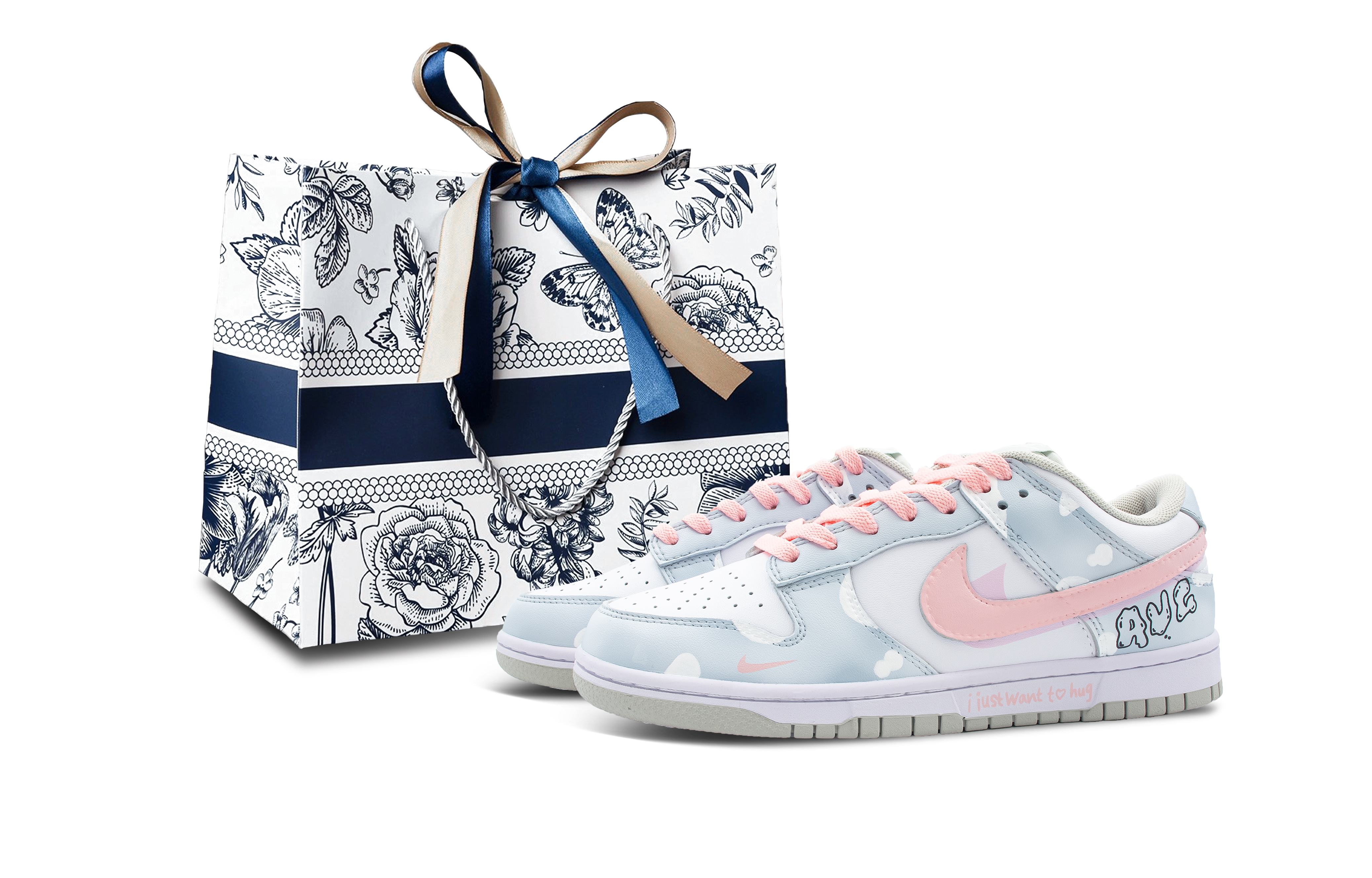 

Кроссовки Nike Dunk Skateboarding Shoes Women's Low-top Blue/white, розовый