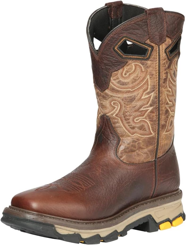 

Мужские сапоги Men’s El General Rodeo, коричневая кожа, натуральная кожа, квадратный носок, без шнурков, резиновая противоскользящая подошва, прочные, легкие, удобные, средняя голень, вестерн, для работы и активного отдыха, ручная работа Generic