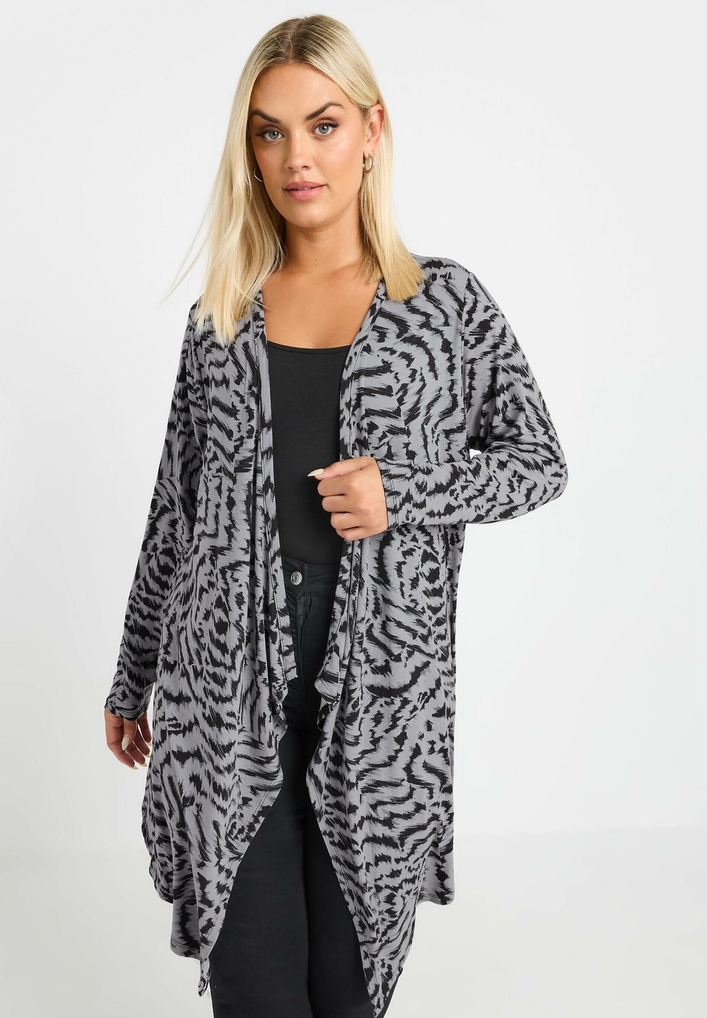 

Кардиган ABSTRACT PRINT WATERFALL Yours Clothing, серый