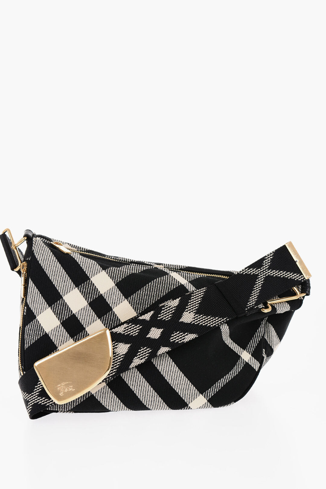 

Сумка Burberry Checked Shield Messenger сумка через плечо с золотистыми деталями, черный