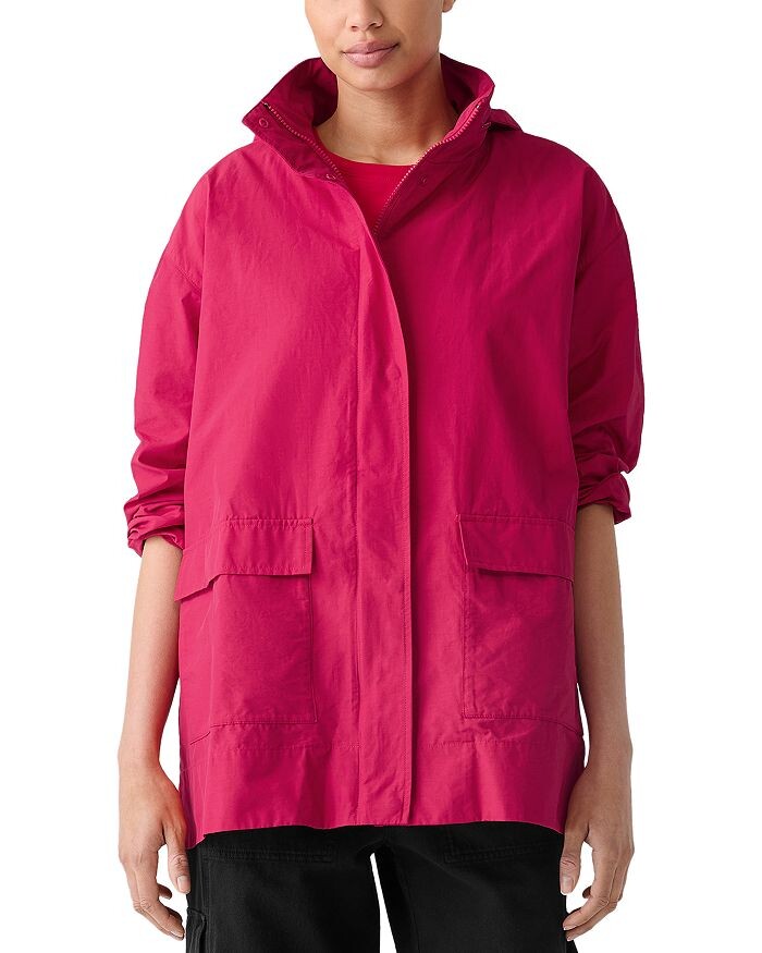 

Куртка Eileen Fisher с капюшоном и воротником-стойкой, розовый