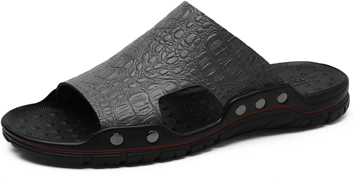 

Мужские шлепанцы GSIGUL, кожаные босоножки для мужчин, летние повседневные водонепроницаемые сандалии для прогулок на улице, пляжа и путешествий, серый