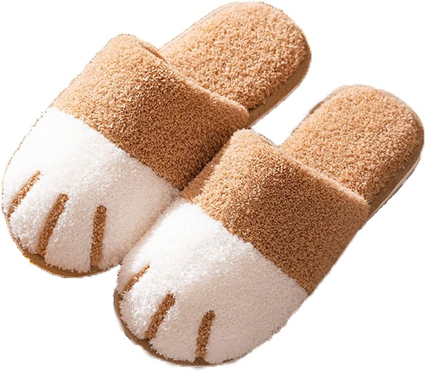 

Унисекс милые зимние теплые, плюшевые тапочки с рисунком животных Aledle-Life, хаки