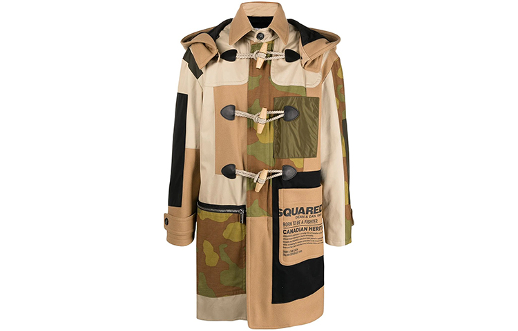 

DSQUARED 2 Камуфлированное худи с панелями, Brown