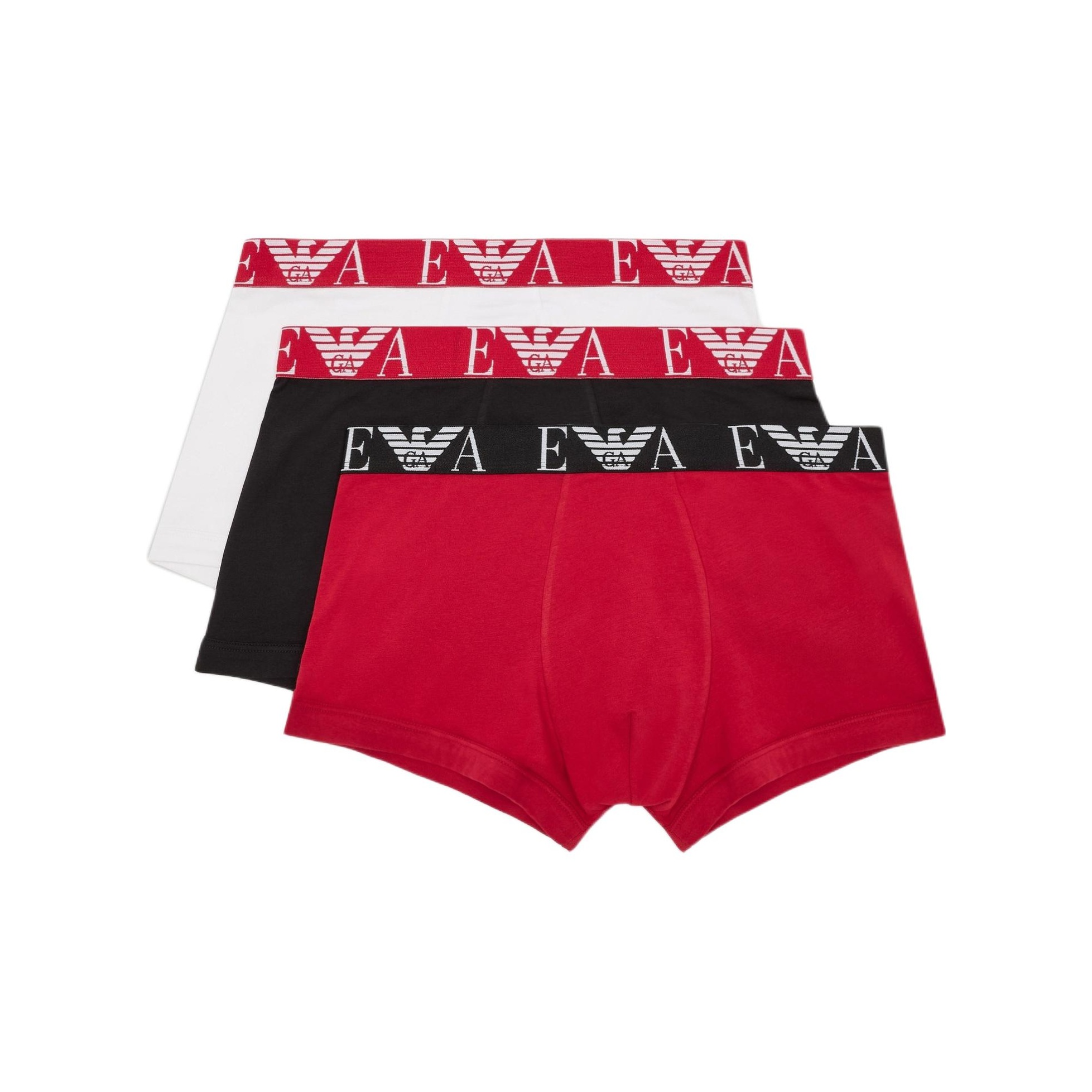 

Три боксерских брифов с крупным логотипом монограммы EMPORIO ARMANI, белый