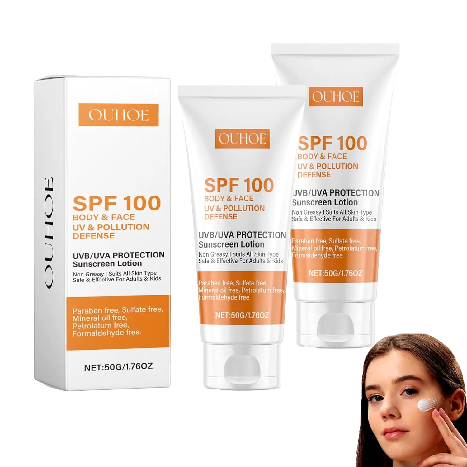 Увлажняющий солнцезащитный крем SPF 100 Duolianliang, Colour-Orange