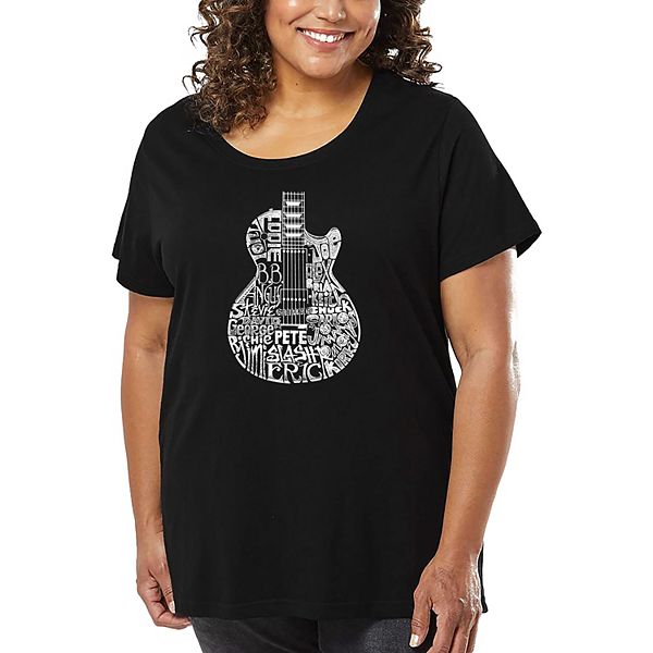 

Футболка с принтом Women's plus size - rock guitar head La Pop Art, Black