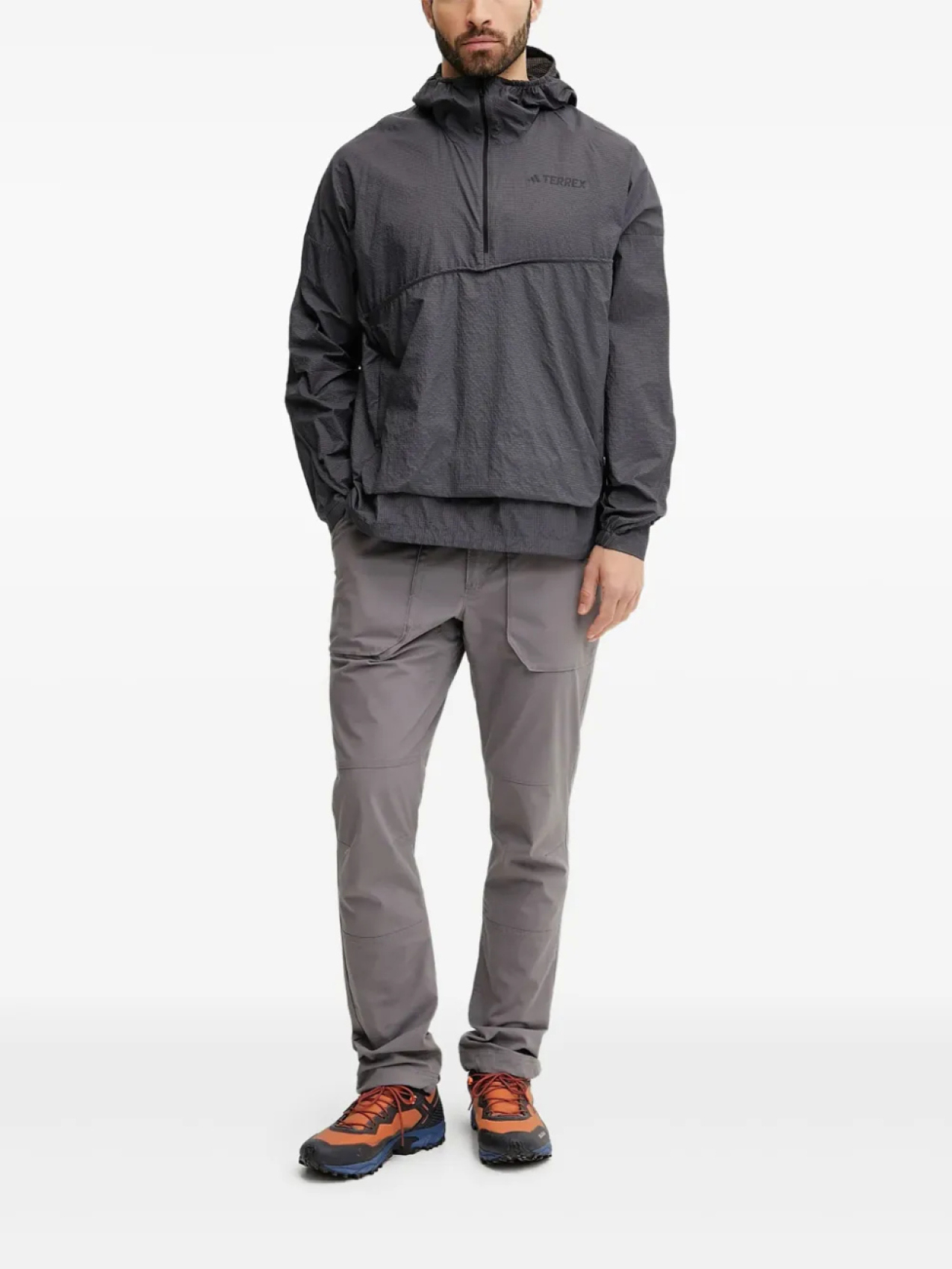 

Куртка Adidas Terrex с капюшоном и полумолнией, серый