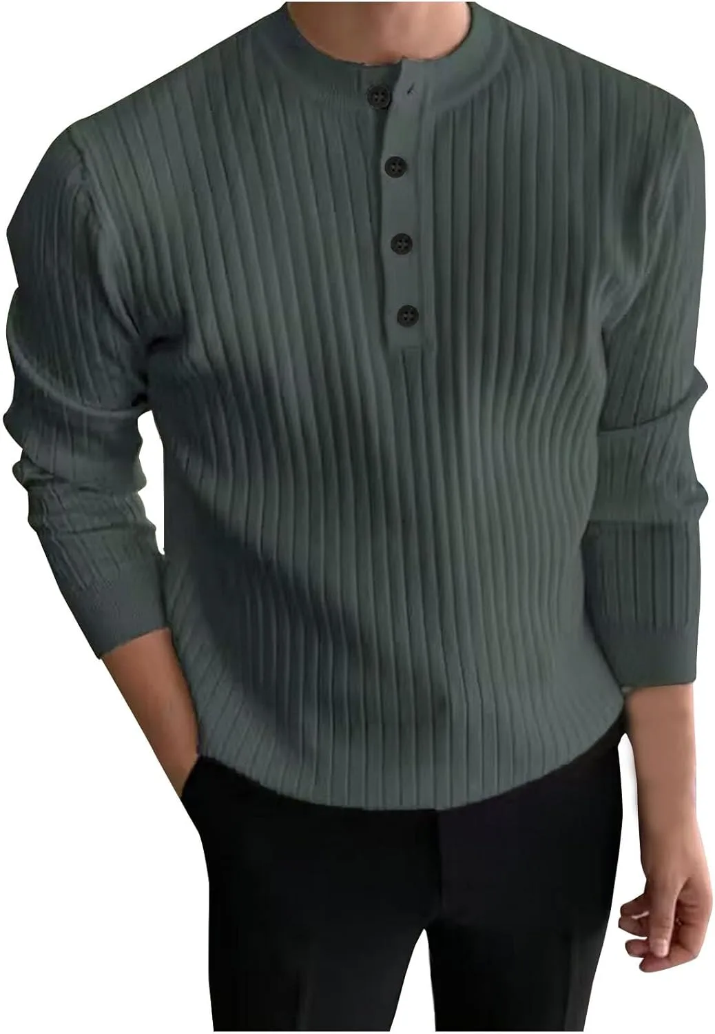 

Dgoopd мужской полосатый свитер с четвертью пуговиц