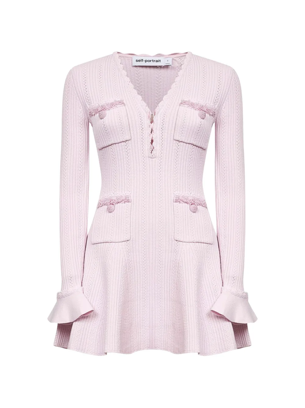 

Мини-платье с V-образным вырезом и карманами Self-Portrait, розовый