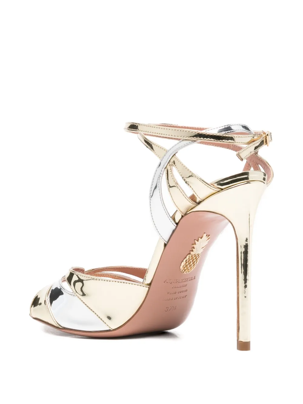 Босоножки с эффектом металлик Aquazzura, золотой — фото 3