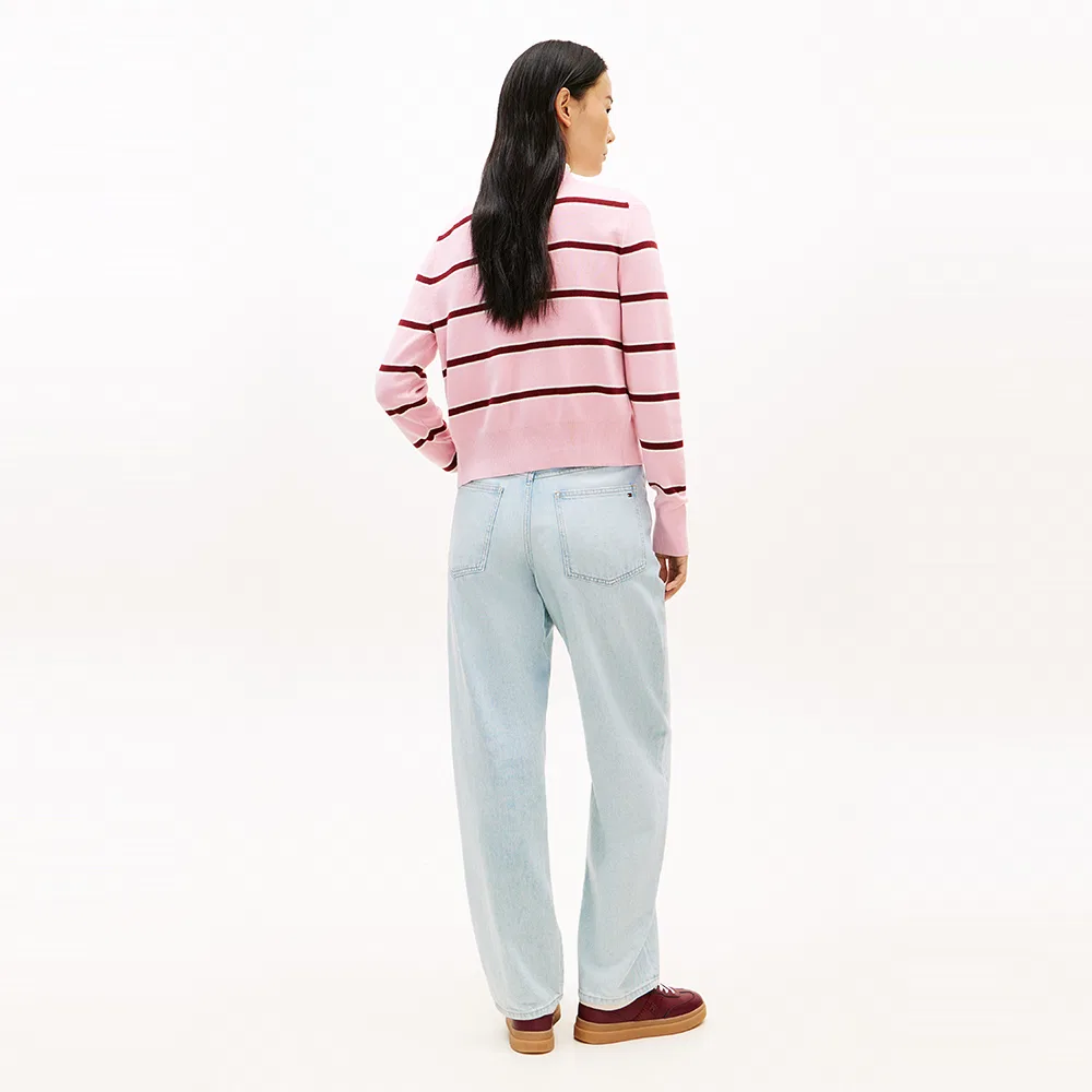 Женский полосатый кардиган с круглым вырезом розовый от Tommy Hilfiger Women — фото 4