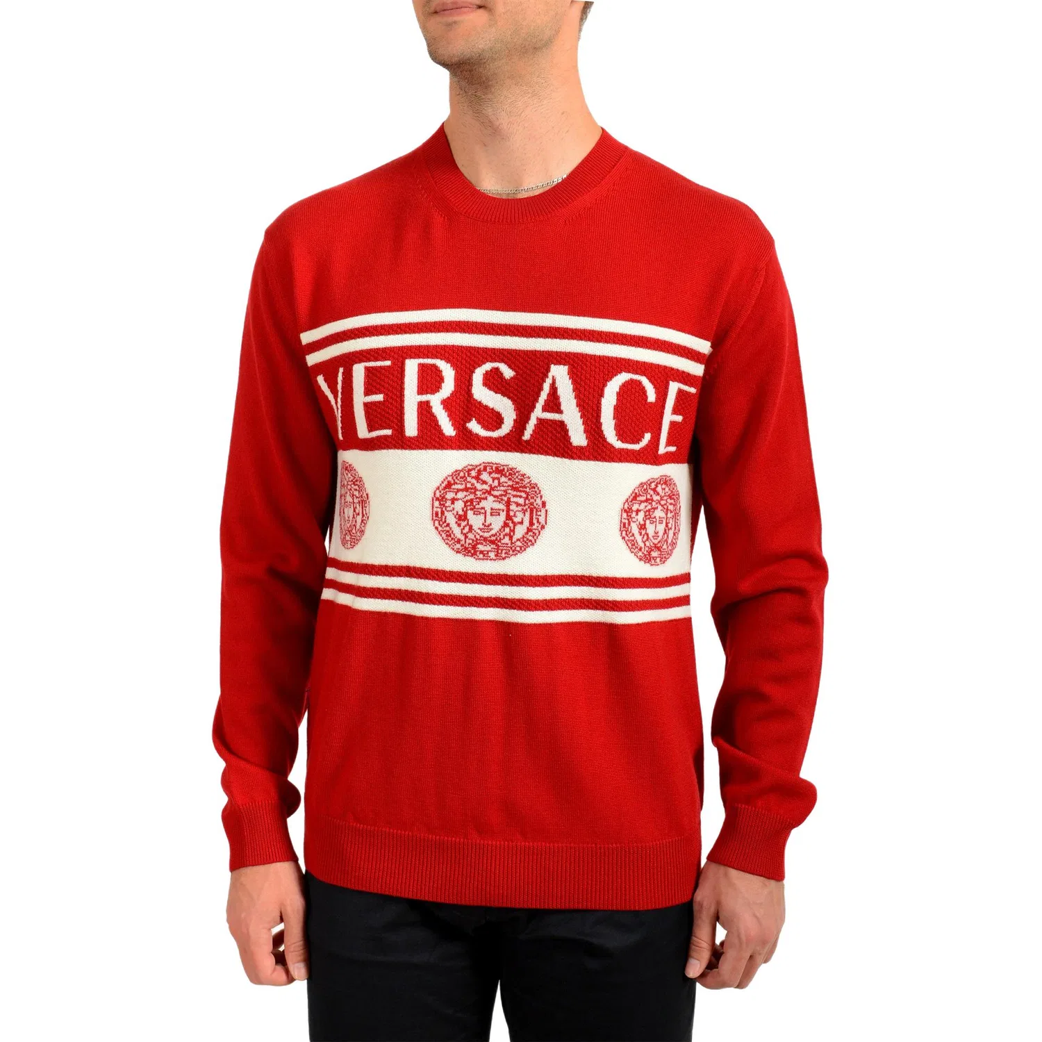 Свитер мужской Red с круглым вырезом VERSACE — фото 4