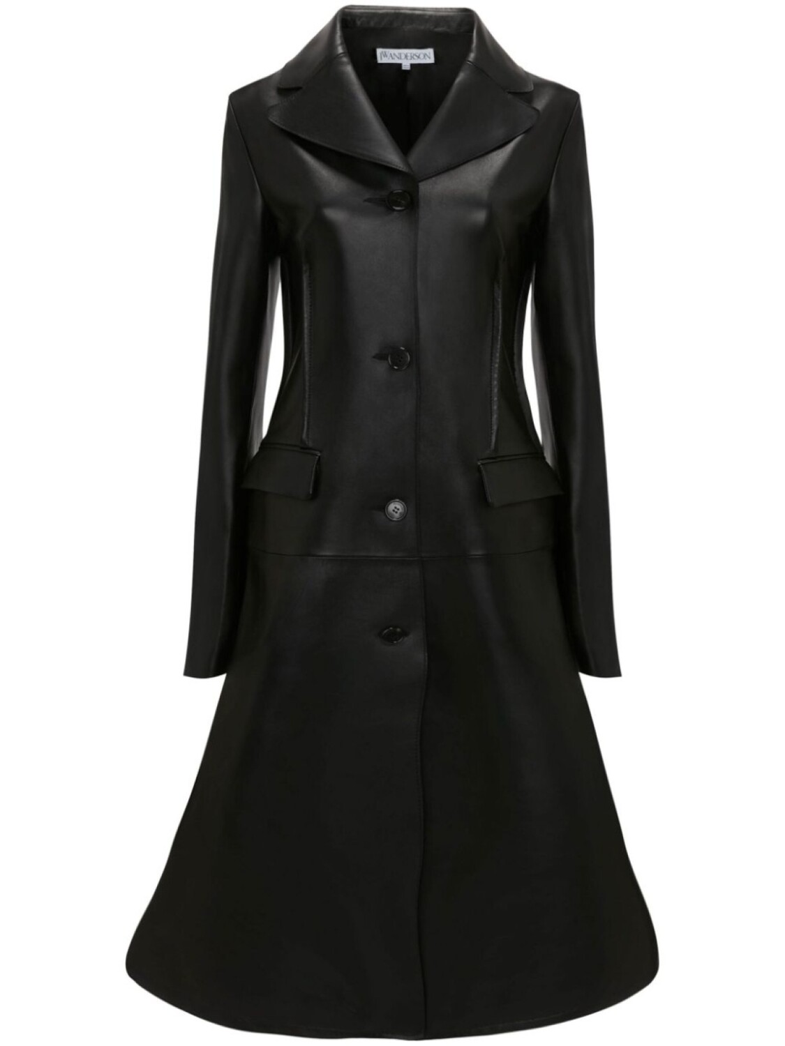 

Кожаное однобортное пальто JW Anderson, черный