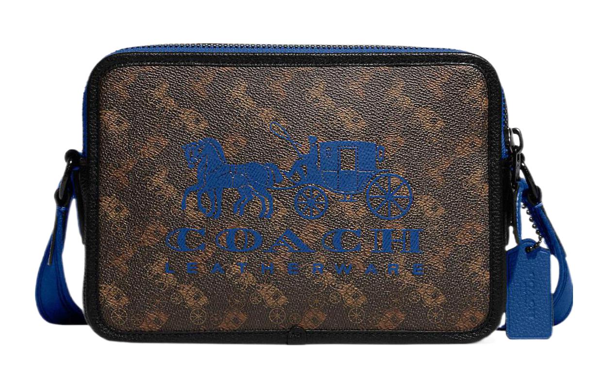 

Charter Canvas с кожаной наплечной сумкой, средняя размерная мужская сумка через плечо темно-синяя COACH