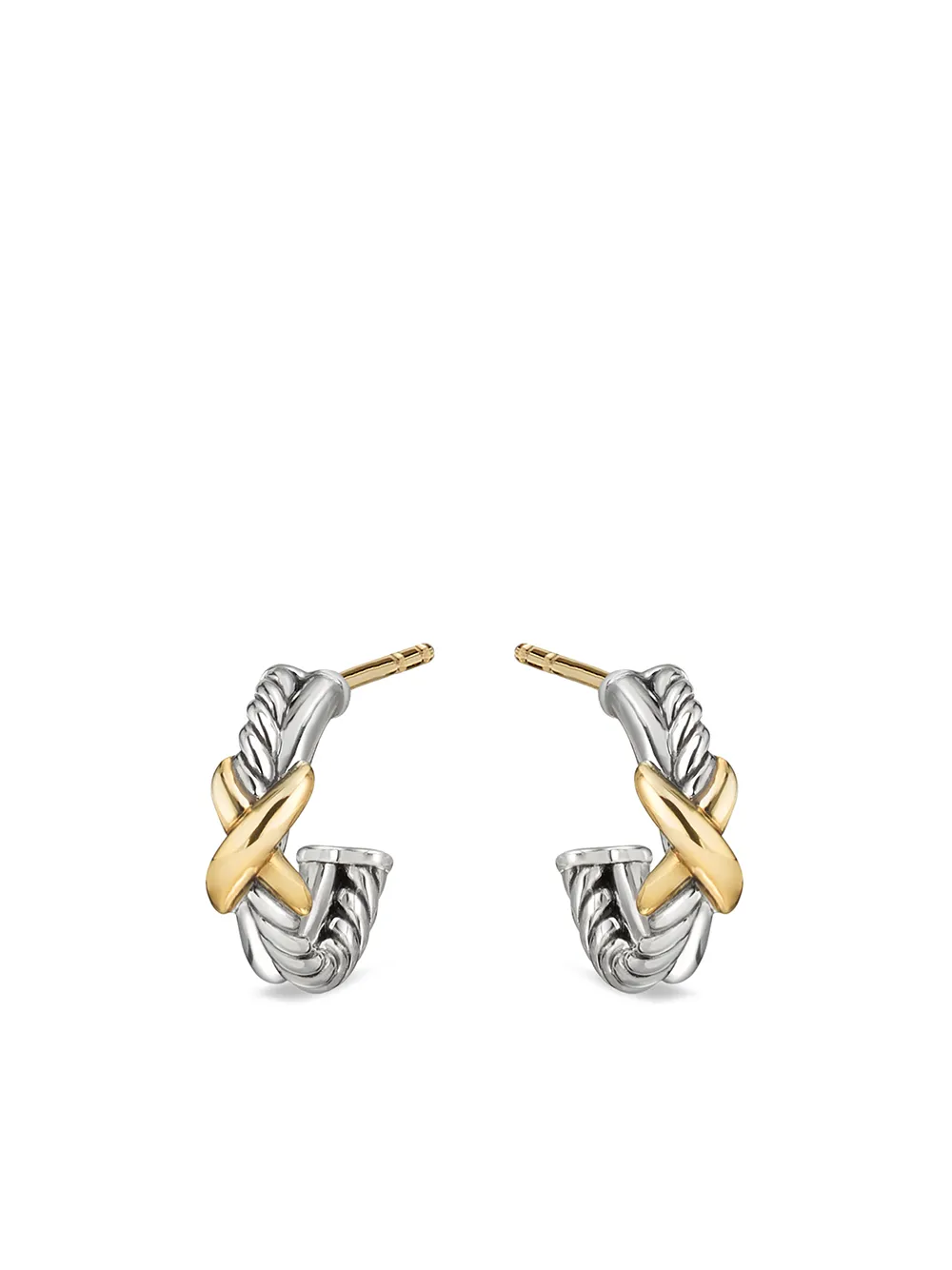 

Серьги-кольца Petite X из желтого золота и серебра David Yurman, золотой