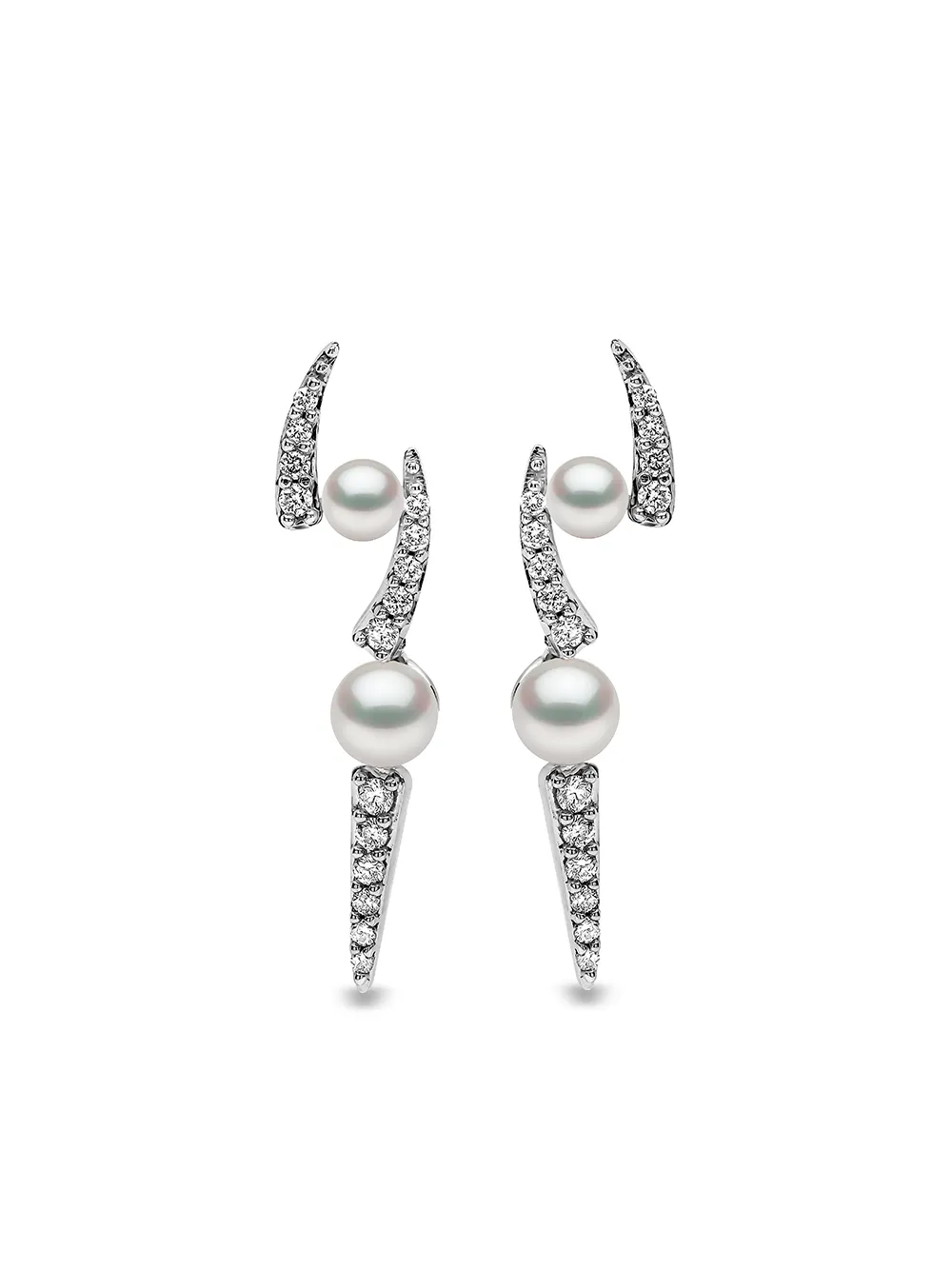 

Серьги-гвоздики Sleek из белого золота с жемчугом и бриллиантами Yoko London, серебяный