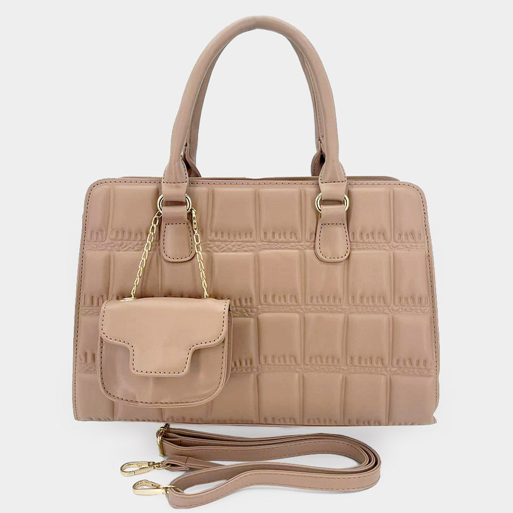 

Искусственная кожа сумка через плечо с верхней ручкой и мини-сумкой FASHNZFAB, хаки