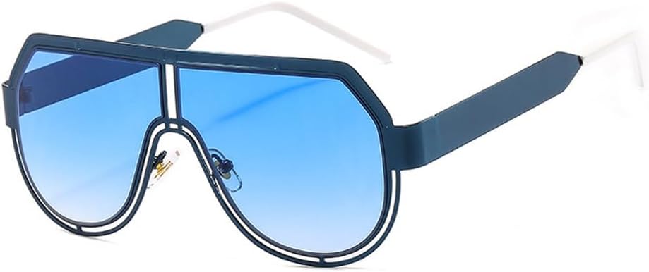 

Солнцезащитные очки большого размера с плоской верхней частью, ретро-форма «щит», классические солнцезащитные очки для мужчин и женщин, большие очки с защитой от УФ-излучения UV400 TKKTLLT, C6 Blue-blue