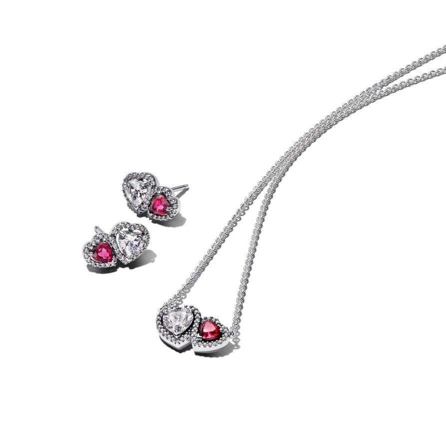 

Подарочный набор Pandora Sparkling & Red Halo Hearts Jewelry Gift Set, стерлинговое серебро