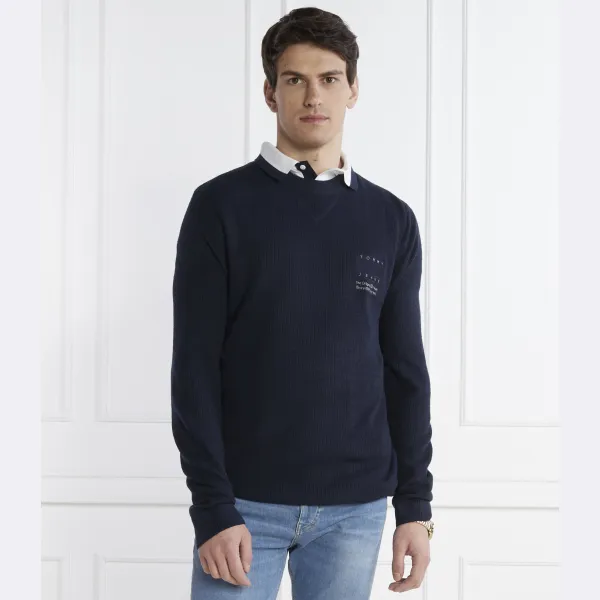 Свитер стандартного кроя в тон с флагом Tjm reg strct Tommy Hilfiger, синий — фото 2