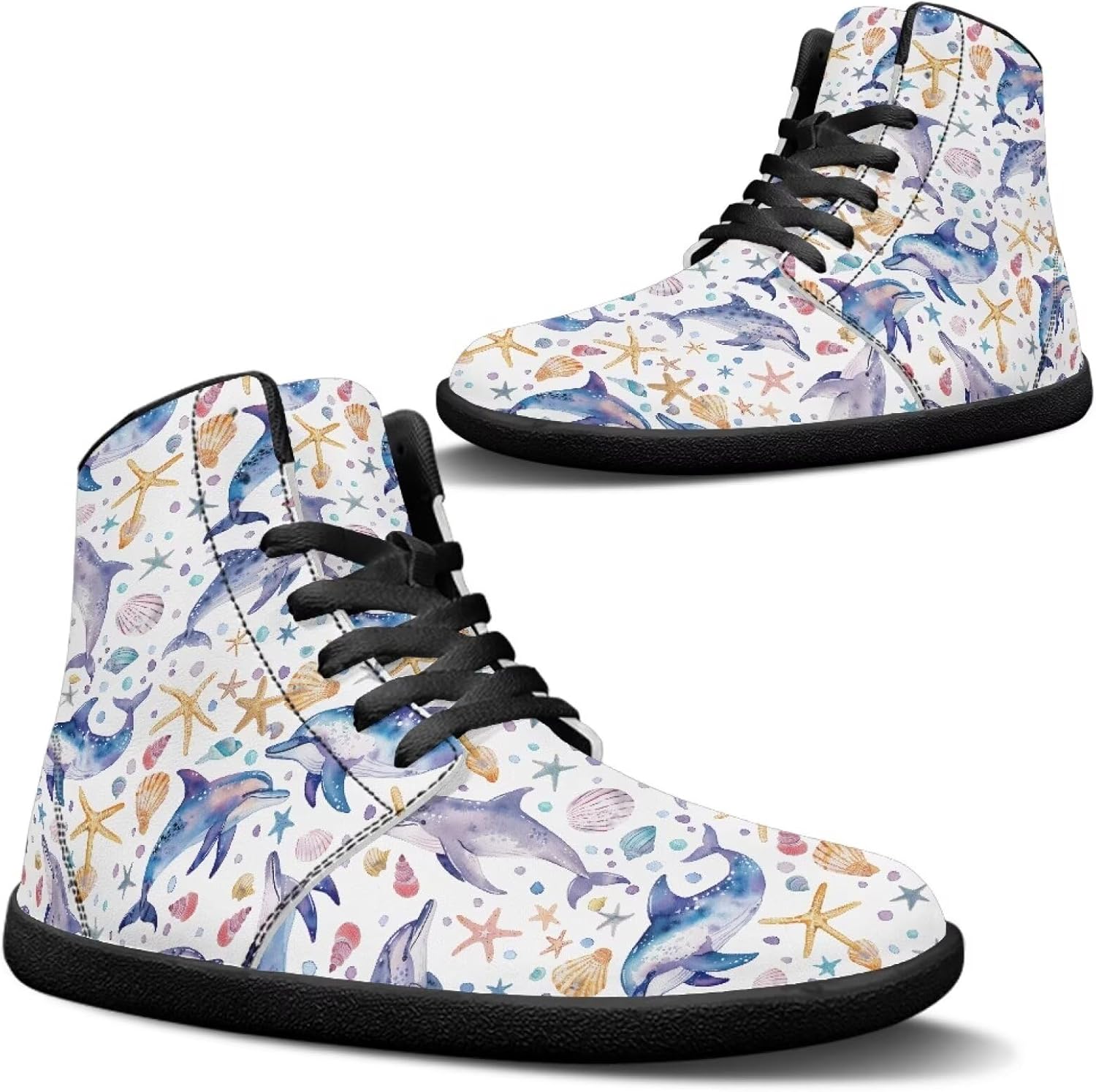 

Женские и мужские высокие кроссовки без подошвы, с шнуровкой, из ПУ-кожи, водонепроницаемые, противоскользящие и повседневные Goronwyfloyd, Dolphins