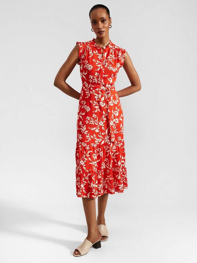 

Платье эльзы в цветочек Hobbs, цвет Red/Cream