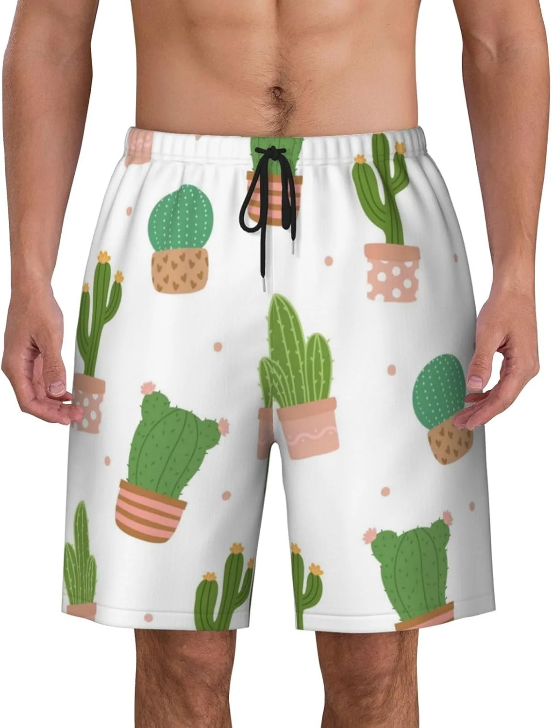 Мужские пляжные шорты Cactus, мужские плавки, шорты для плавания с карманами, купальники Generic, черный