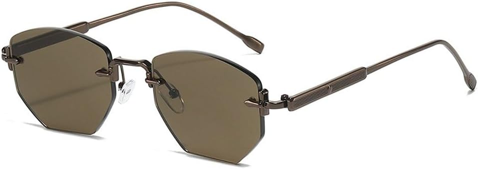 

Ретро-солнцезащитные очки квадратной формы с многоугольными линзами для женщин, модные без оправы, прозрачные линзы Ocean, защита от УФ-излучения UV400, мужские солнцезащитные очки SKFGNX, Bronze Tea