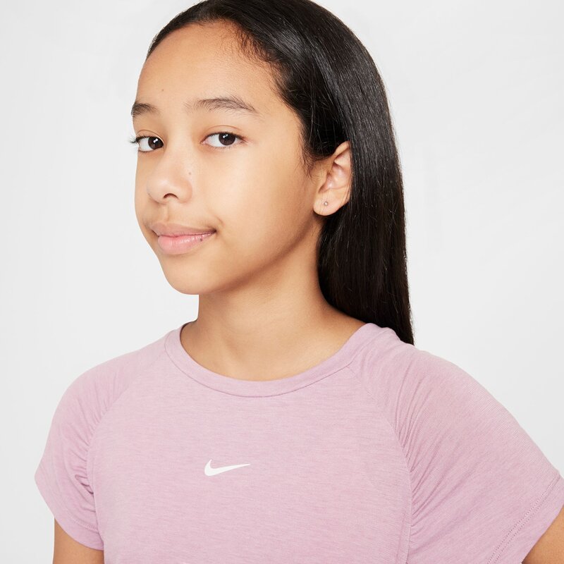 Толстовка облегающая, для девочек, с короткими рукавами, с кроем Dri-Fit Nike, мультиколор — фото 4