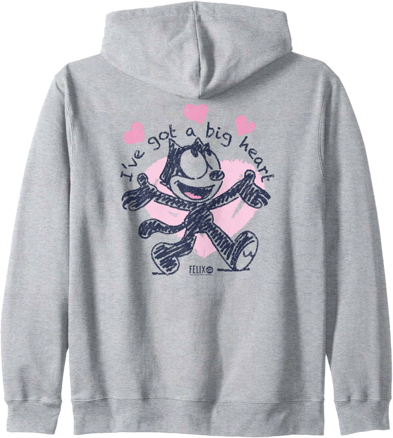 

Толстовка на молнии с надписью «Кот Феликс, у меня большое сердце» Felix The Cat, серый