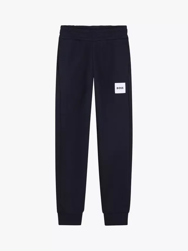 Детские спортивные штаны из смесовой хлопковой ткани HUGO BOSS, Navy