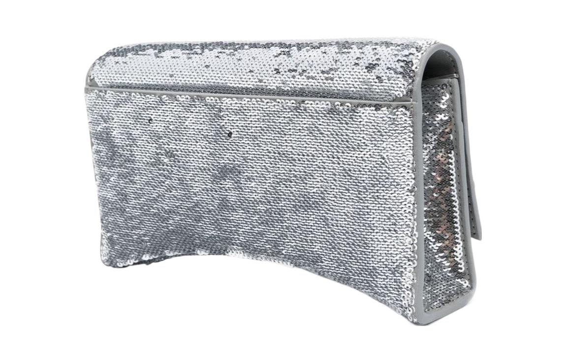 Balenciaga Hourglass Sheepskin Hourglass Bag, одно плечо кроссбоди, кошелек на цепочке, женский, Silver — фото 2