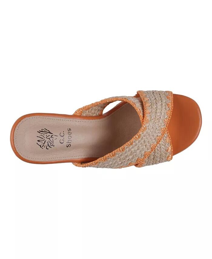 Женские босоножки Elsa на платформе из плетеной пробки на каблуке GC Shoes, оранжевый — фото 4