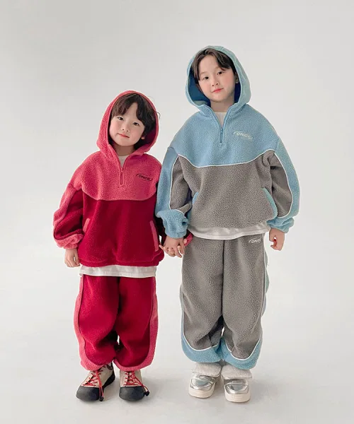 Детский спортивный костюм Icon Block Fleece из полиэстера, оверсайз, розовый — фото 2