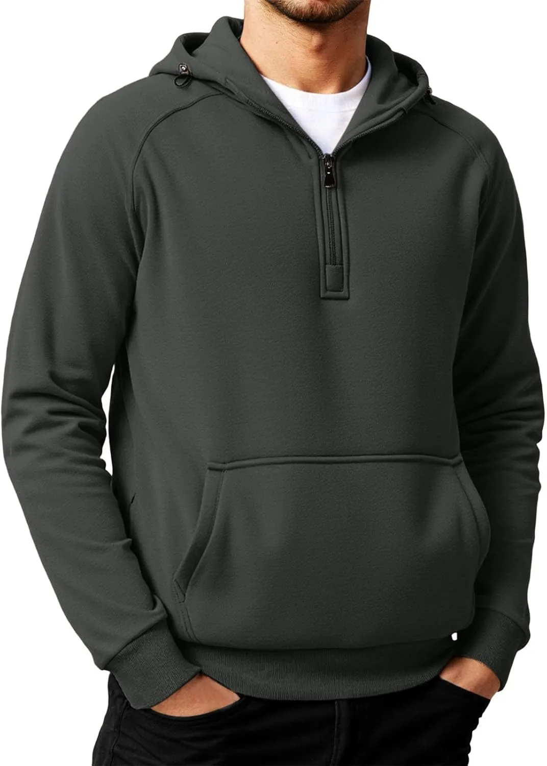 

Мужская толстовка с четвертью молнией, утепленная флисом, для активного отдыха